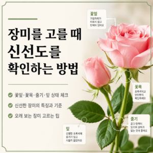 신선한 장미 고르는 방법과 꽃목 확인 기준