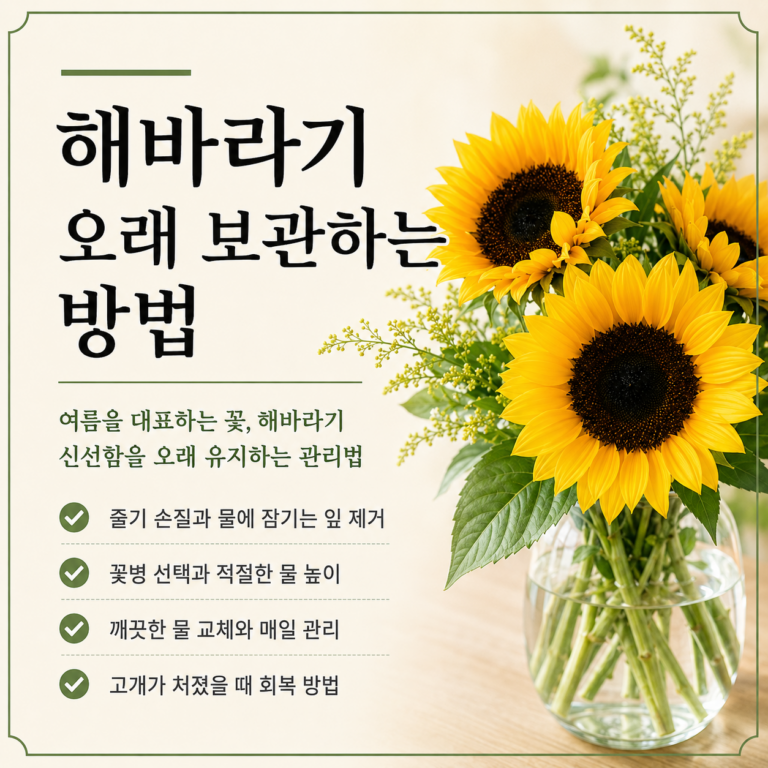 해바라기 오래 보관하는 방법|여름 대표 꽃 손질과 물 관리 8 해바라기 오래 보관하는 방법|줄기 손질과 물 관리